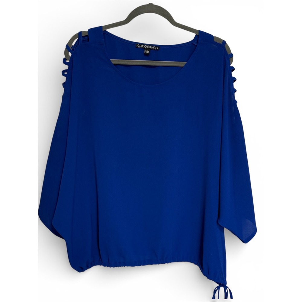 Coco Bianco Women's Royal Blue Cold-Shoulder Blouse